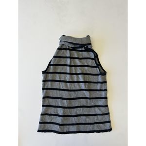 Casual Corner Gray and Black Striped Sleeveless Turtleneck
